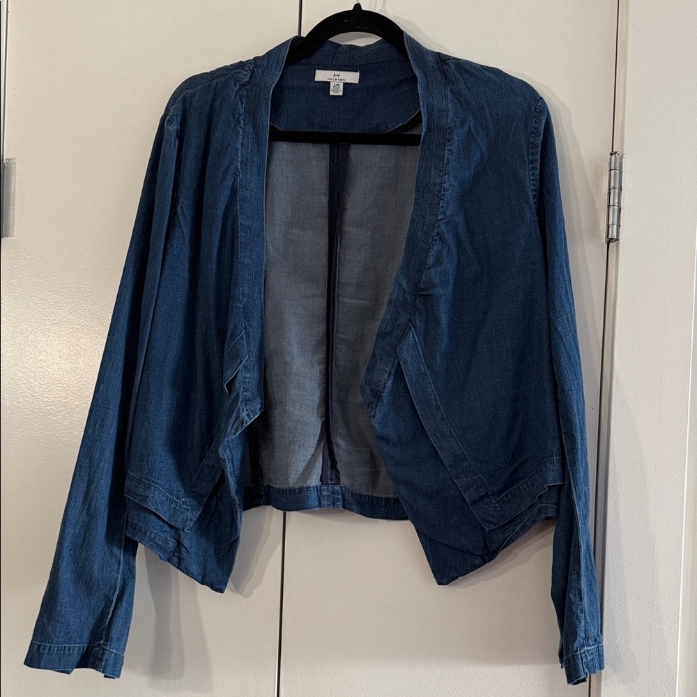 H by Halston Indigo Open-Front Jean Jacket